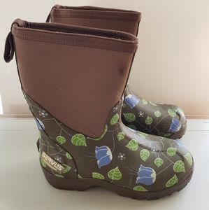Brown Floral Servus Waterproof Boots